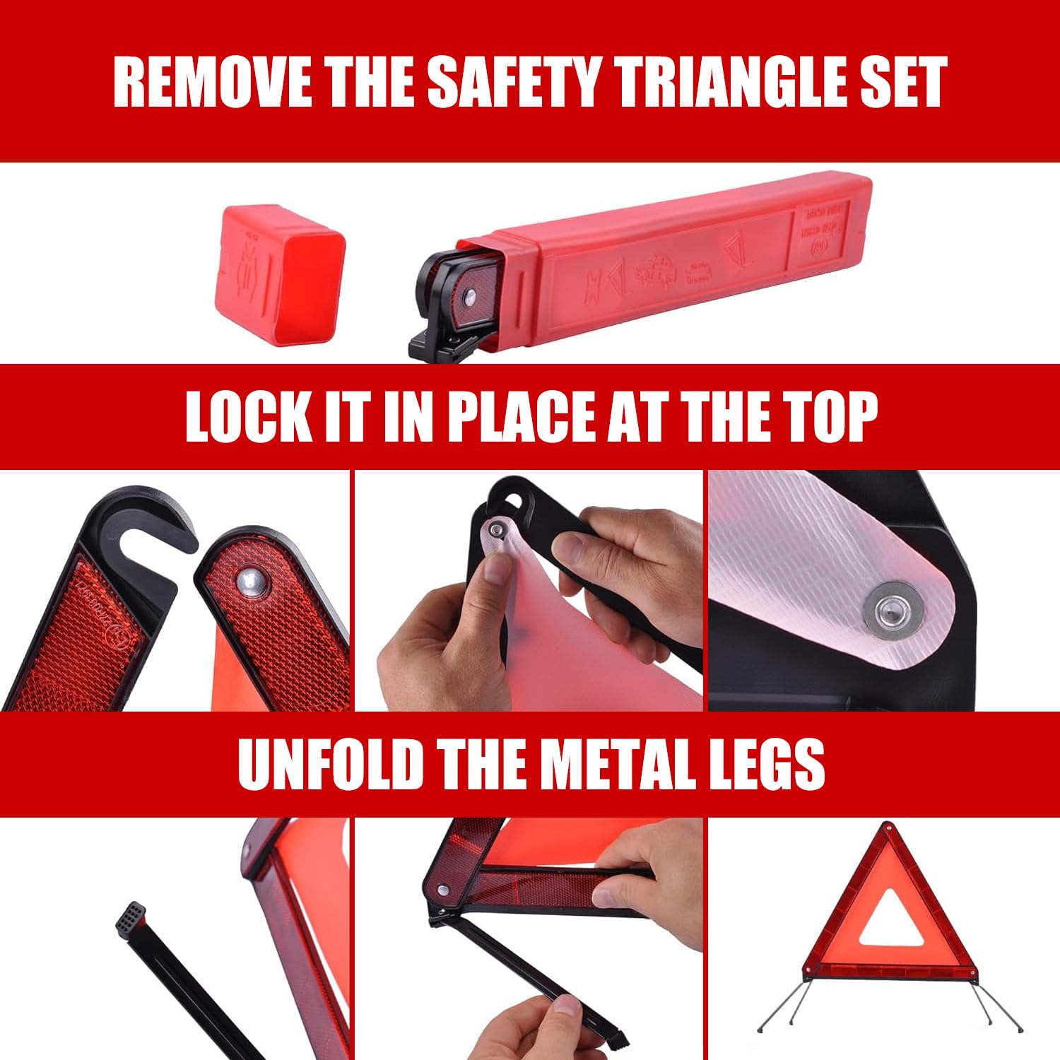 Triangolo Auto Omologato, Pieghevole Stradalei Riflettente Emergenza Triangolo Auto con Custodia, per la Costruzione di Strade e Incidenti di Sicurezza