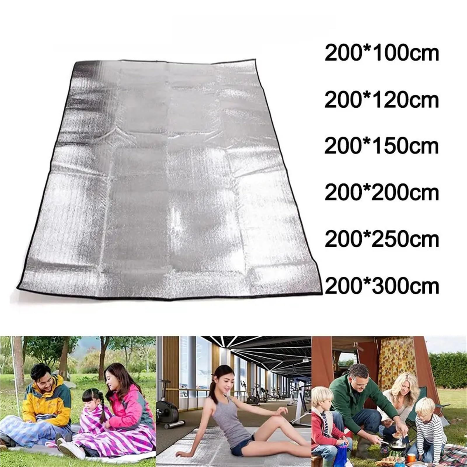 Thermo-Campingmatte, leichtes Zelt, Fußabdruck, wasserdicht, Picknick-Strand-Pad, Isolierung, Schaumstoffmatte im Freien Für Camping(200x200cm)