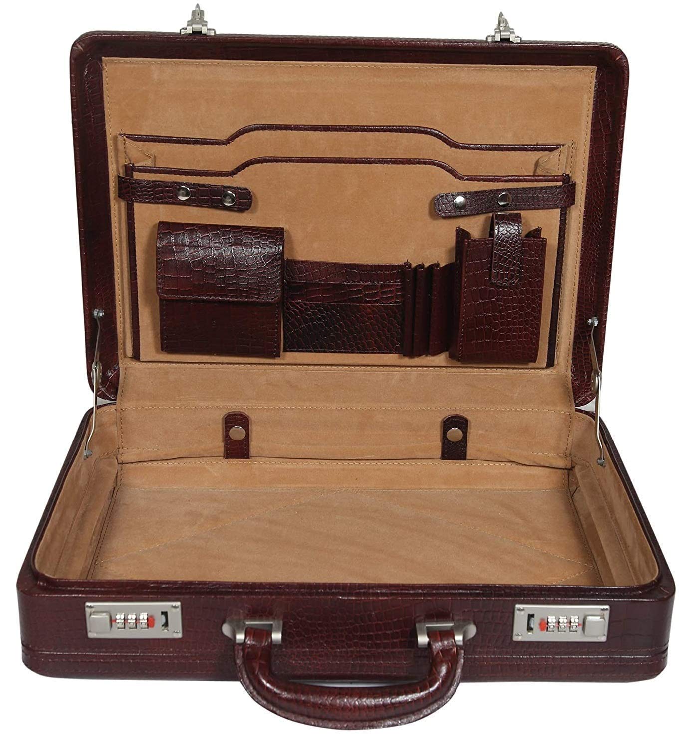 Da leather villa LV Full Grain Natural Leather Briefcase For Men 18 Inch | Briefcase With Lock | Expandable Briefcase | Size 18x12x5 Inch | Laptop Compartment (CROCO Brown) (B0CM72L11B) Amazon Price History, Amazon Price Tracker