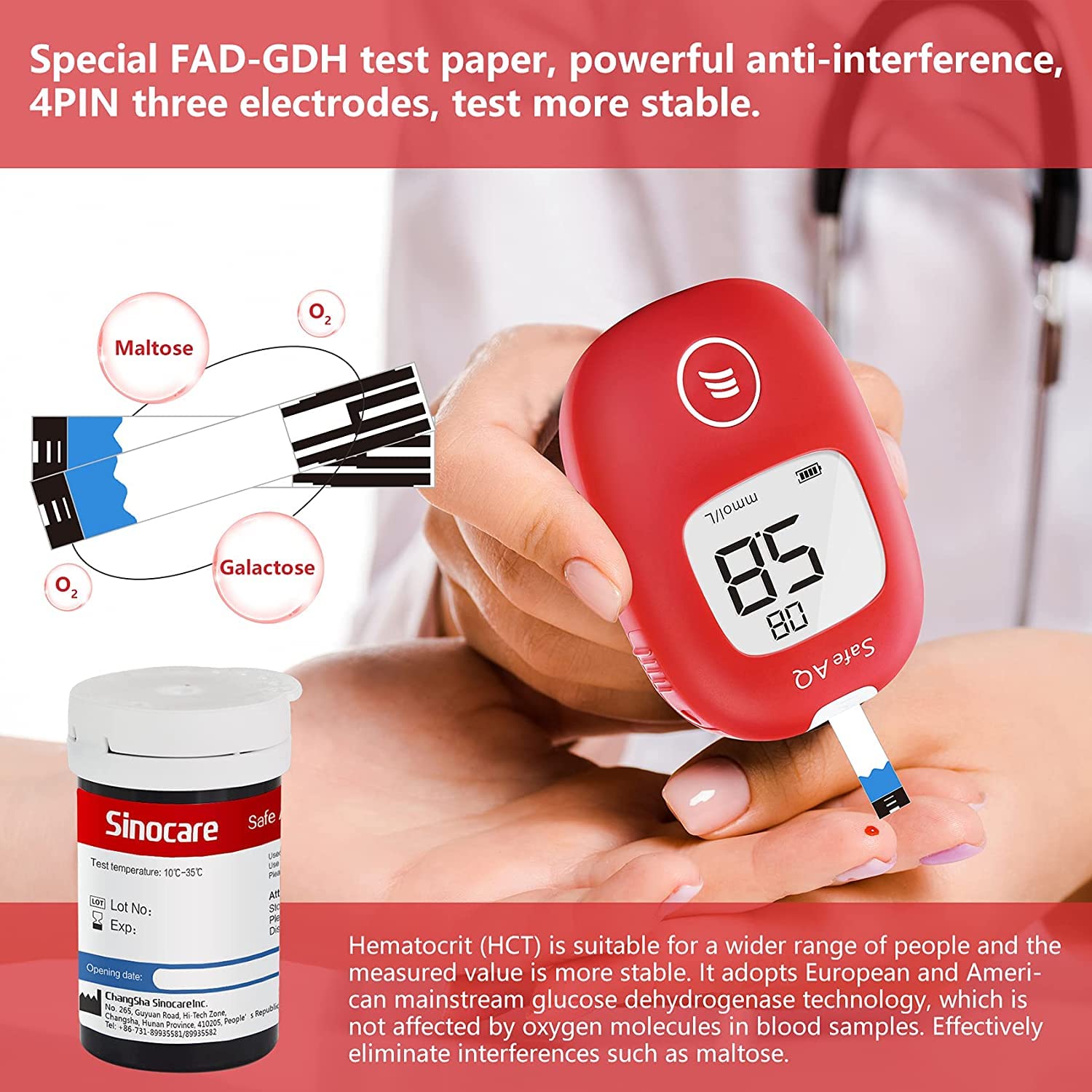 sinocare Blood Glucose Test Strips & Lancing Devices 50pcs, Diabetic