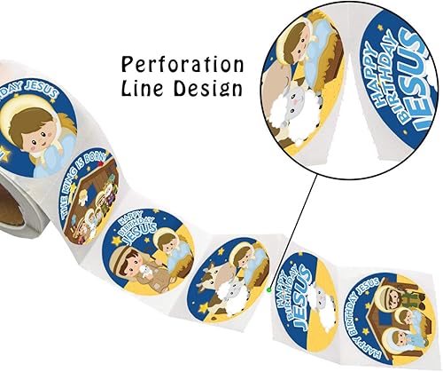 Miniatura 3 de Calcomanías religiosas de Navidad, feliz cumpleaños, Jesús, Belén, para niños, escuela cristiana, decoración de aula, VBS, recuerdo de fiesta, 500