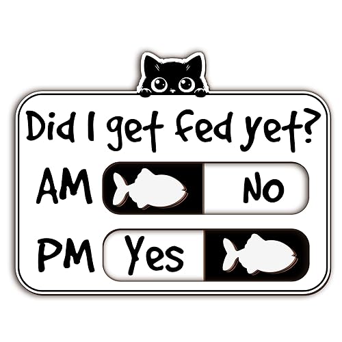 Cat Fed Sign -3.5'' x 5.4'' Cat Feeding Tracker -White