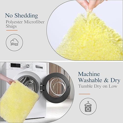 Miniatura 4 de Walensee - Tapete de baño antideslizante, absorbente, microfibra suave, peludo, lavable a máquina, felpa gruesa para ducha (20 x 32 pulgadas,