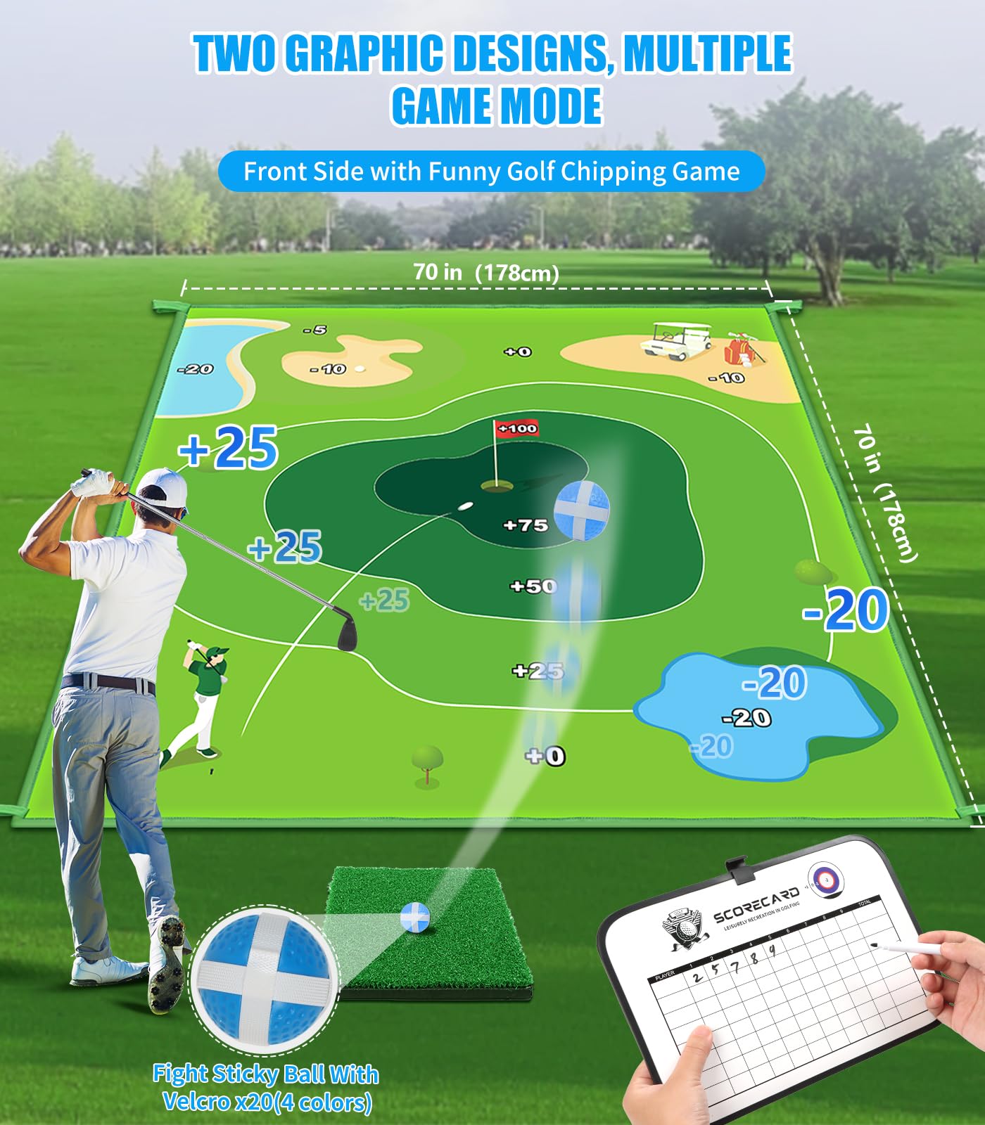 Golf Chipping Game Mat: 70