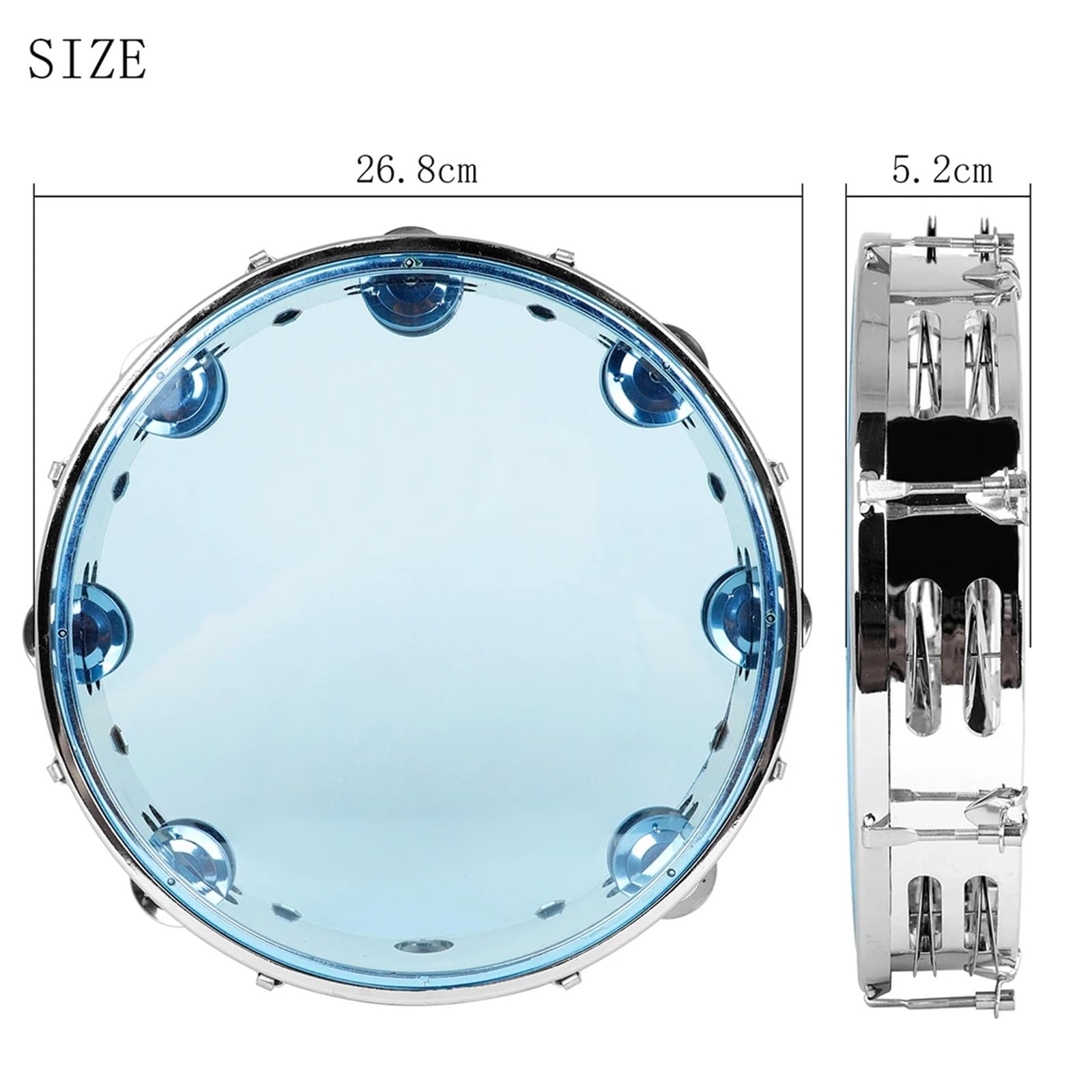 Tamburin 8/10 Zoll Selbststimmende Handkurbeltrommel ABS-Metall-Schlaginstrumente Sind for Anfänger Geeignet(8 Inch)