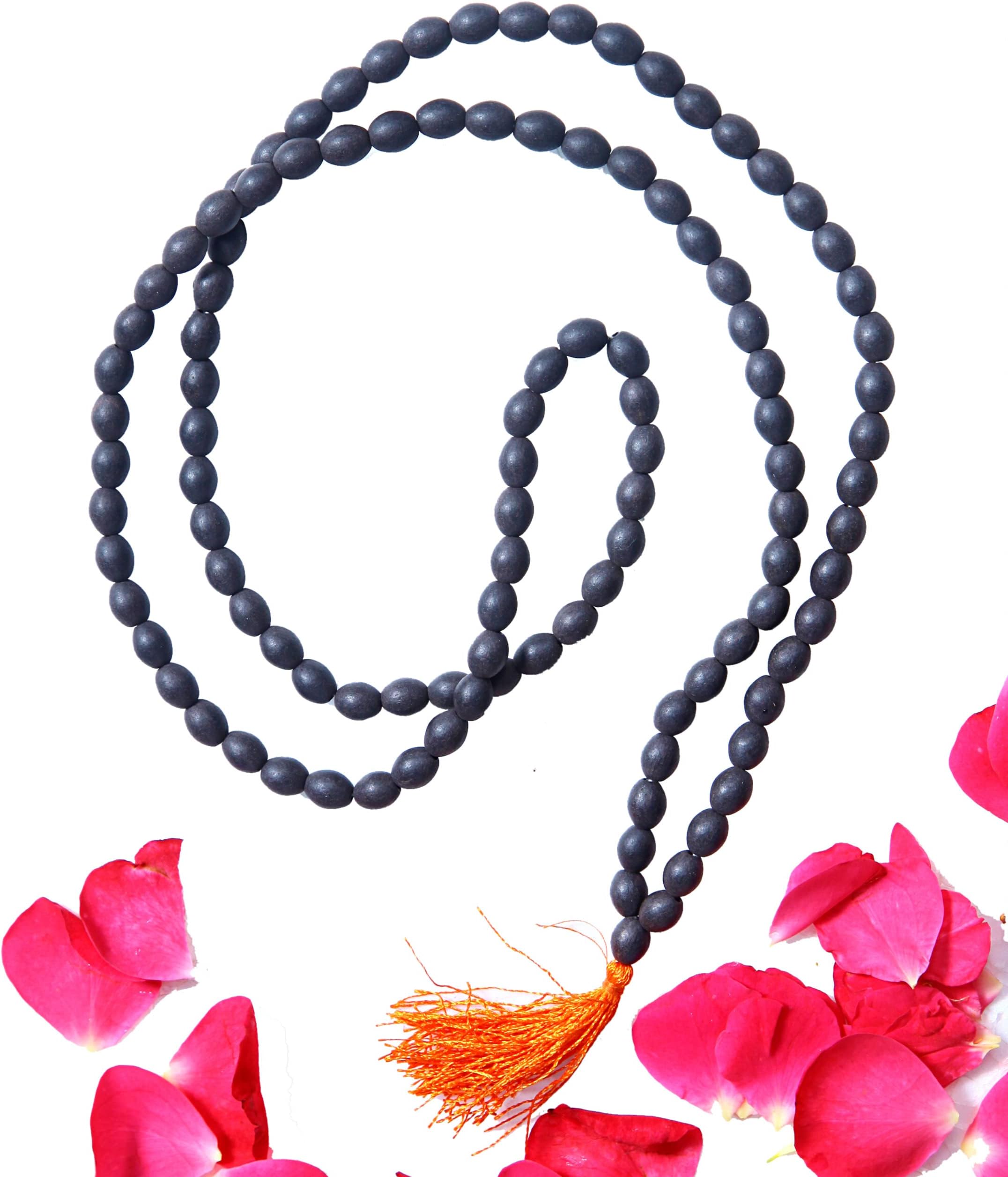 Anciently 100% Natural Unpolished Karungali Malai Original Oval Beads | Karungali Malai Oval Beads 8x10mm - Natural Black Ebony Wood