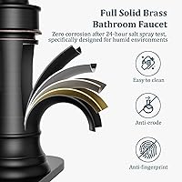 Vista 6 de Grifo de baño de bronce aceitado, montaje en cubierta de un solo agujero, diseño de boquilla de cascada, hecho de latón macizo, accesorios completos