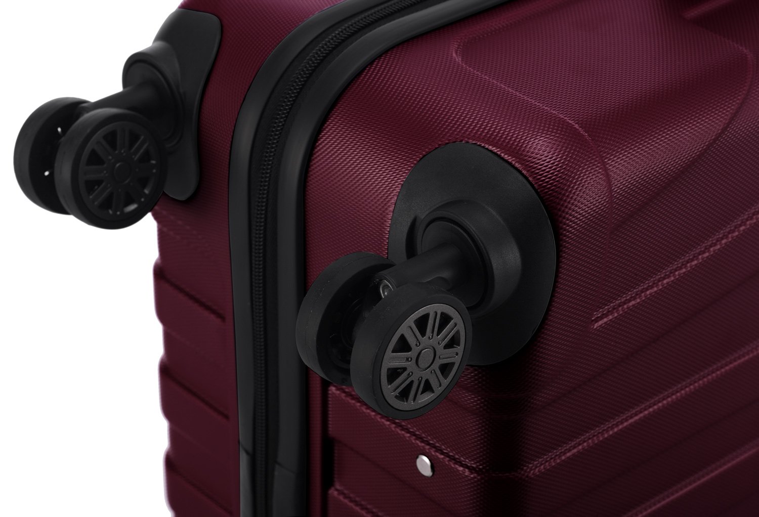 Suitline Zestaw walizek 3 sztuki ABS twarde kabinowa 55 cm średnia 66 cm duża 76 cm rozszerzane z zamkiem TSA 4 podwójne koła uchwyt teleskopowy, bordowy