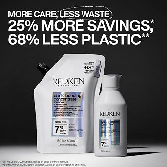 Redken Bonding Shampoo for Damaged Hair Repair | Acidic Bonding Concentrate | For All Hair Types | Refill | 16.9 Fl. Oz.