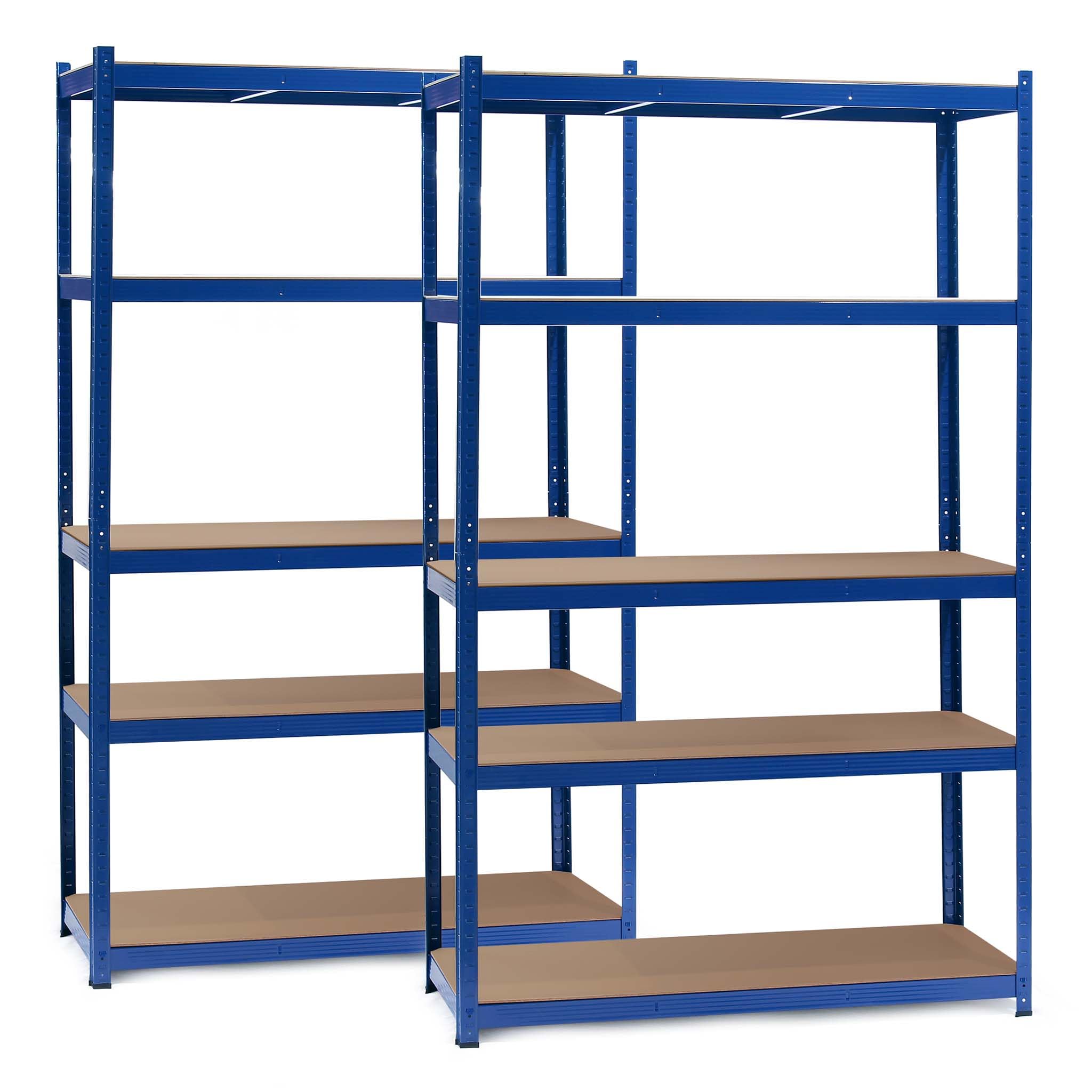 WilTec Set 2x Heavy-duty Shelving System Boltless Blue 120x50x200cm, 175kg/Level, 5 Levels