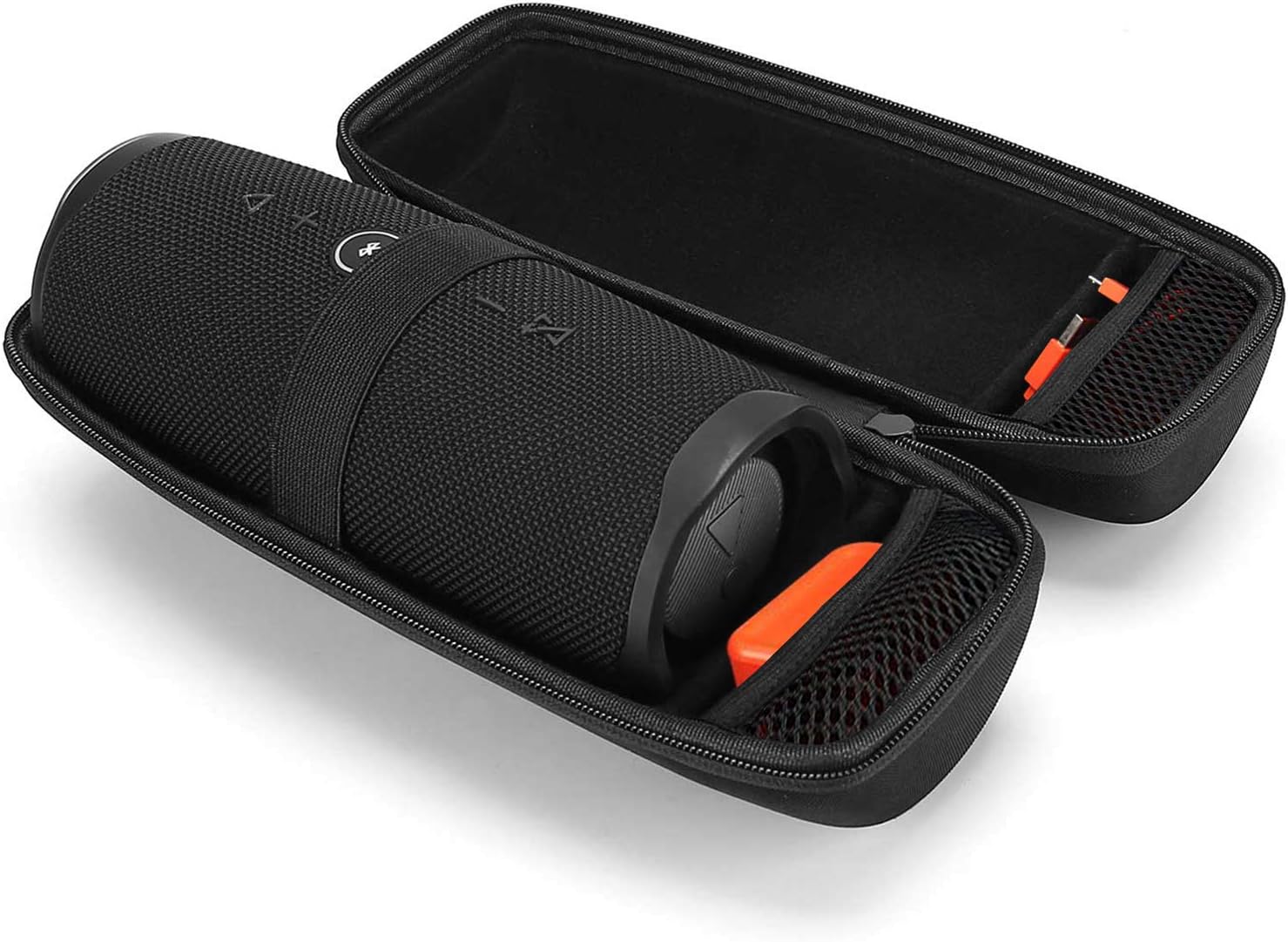 JBL Charge 4 Charge 5 Cover Case, Hard Travel Carrying Case with Strap for JBL Portable Wireless Speakers, Fits USB Plug and Cable -Black(Case Only)