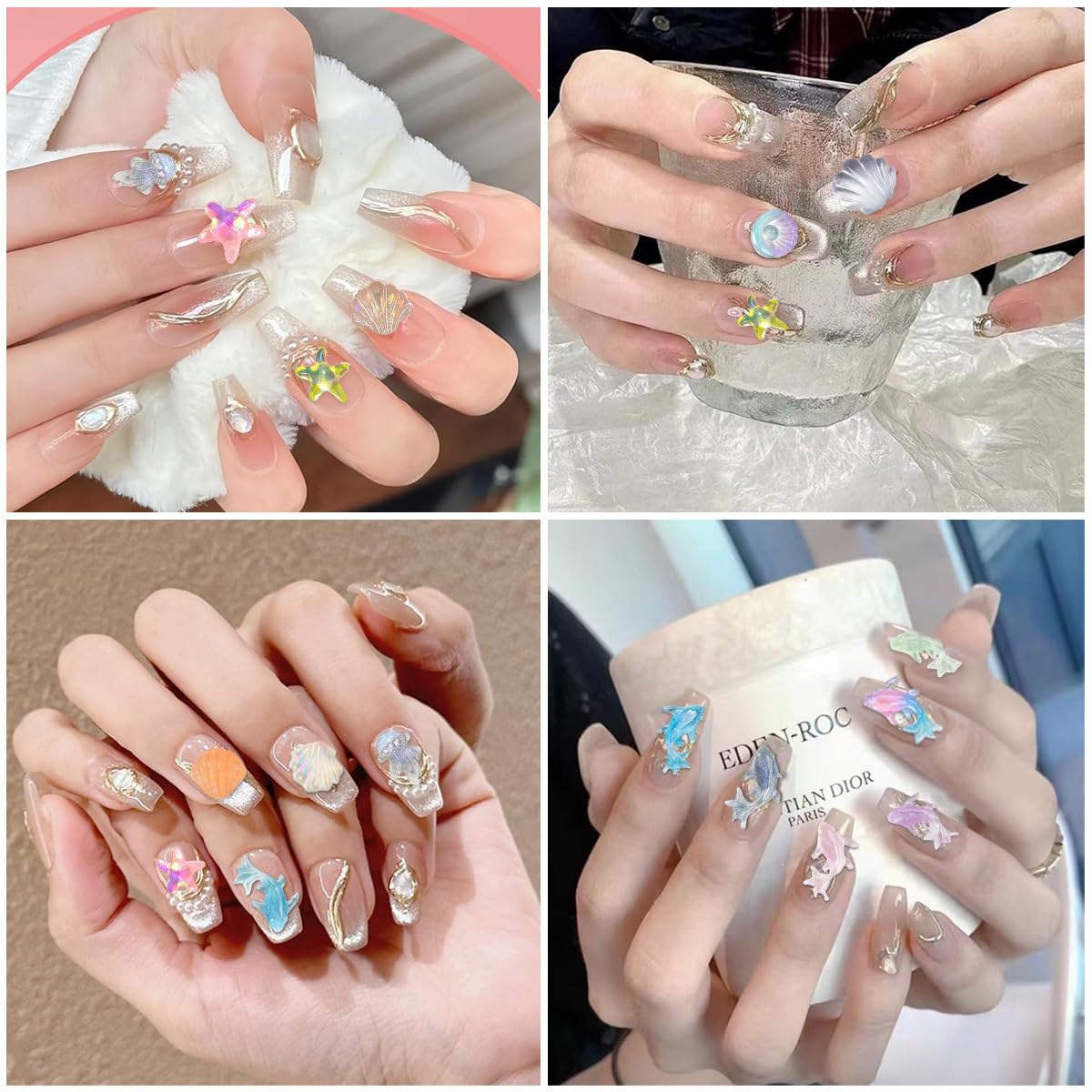 MAYCREATE® 50PCS Summer Beach Nail Resin Charms Ocean Theme Nails Rhinestone Diamonds 3D Starfish Charms Sea Shell Starfish Dolphin Fishtail Nails Gem for Women DIY Nail Art Decoration - Image 6 thumbnail