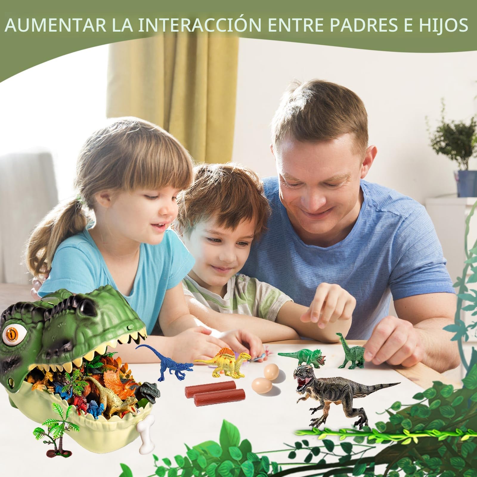 LUKIUP Juego de 46 Juguetes de Dinosaurios, 26 Figuras realistas de Dinosaurios, Caja de Almacenamiento para 3, 4, 5, 6, 7 años, para cumpleaños Infantiles, Regalos