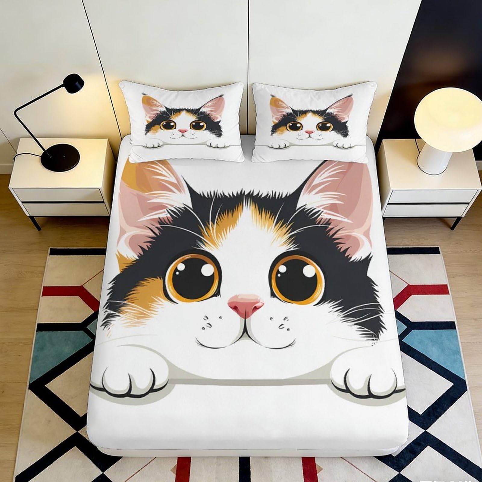 3D Printed Snow Dog Fitted Sheet Microfiber Deep Pocket Non-Slip Bedroom Decor Snow Scene Mattress Fitted Cover Washable 140x200x25cm