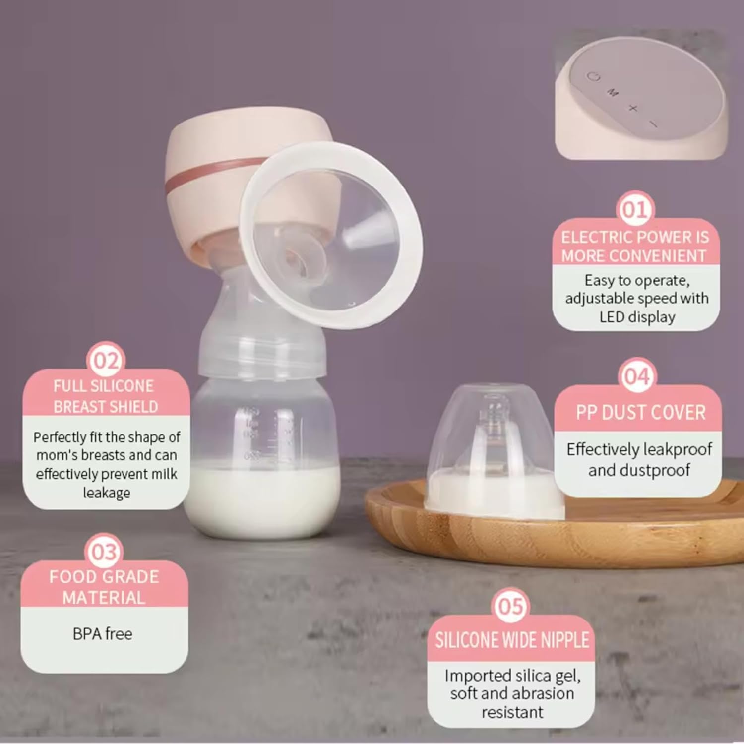UTILITY Breastpumps Breast Pump Electric 3W 180ml USB Rechargeable Baby Breastfeeding Bottle Adjustable Portable Milk Collector