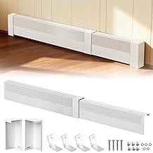 3FT-6FT Baseboard Heater Cover, Galvanized Steel Decorative Baseboard Heater Covers with Left and Right End Covers, Easy Slip-On Baseboard Covers for Hydronic Home Heating Systems, White