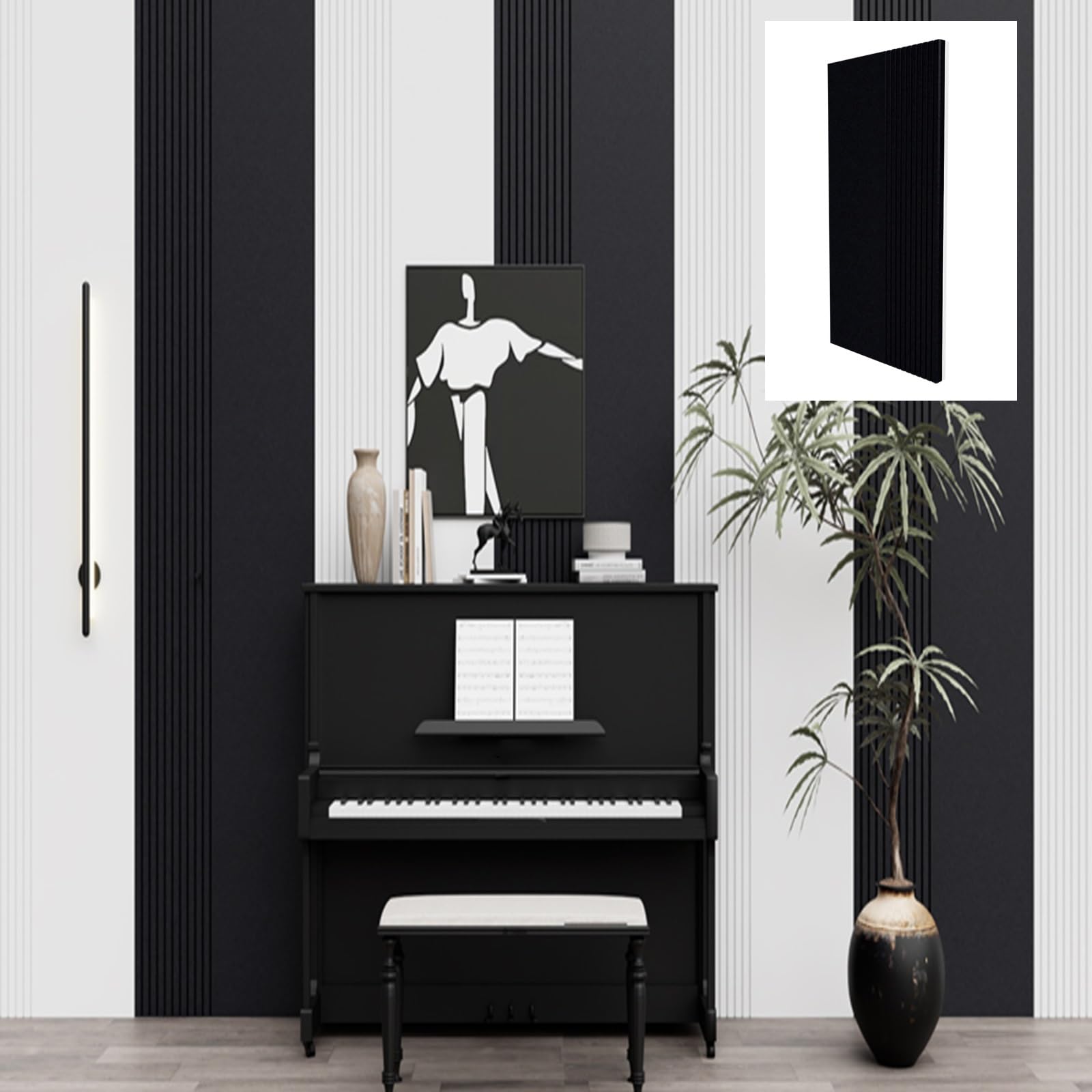 Pannello Fonoassorbente Isolante Termico, Pannelli Acustici Antiumidita Adesivi, Schiuma Insonorizzazione Stanza per Trattamento Acustico e Decorazione da Parete(Nero,100 x 50 cm 3pcs)