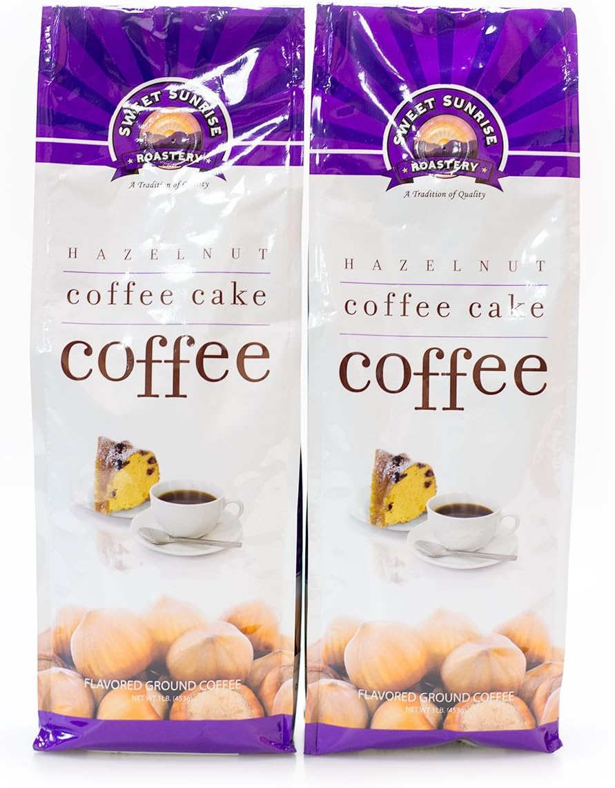 Sweet Sunrise Hazelnut Coffee Cake Ground Coffee, 16 Ounce (Pack of 2)