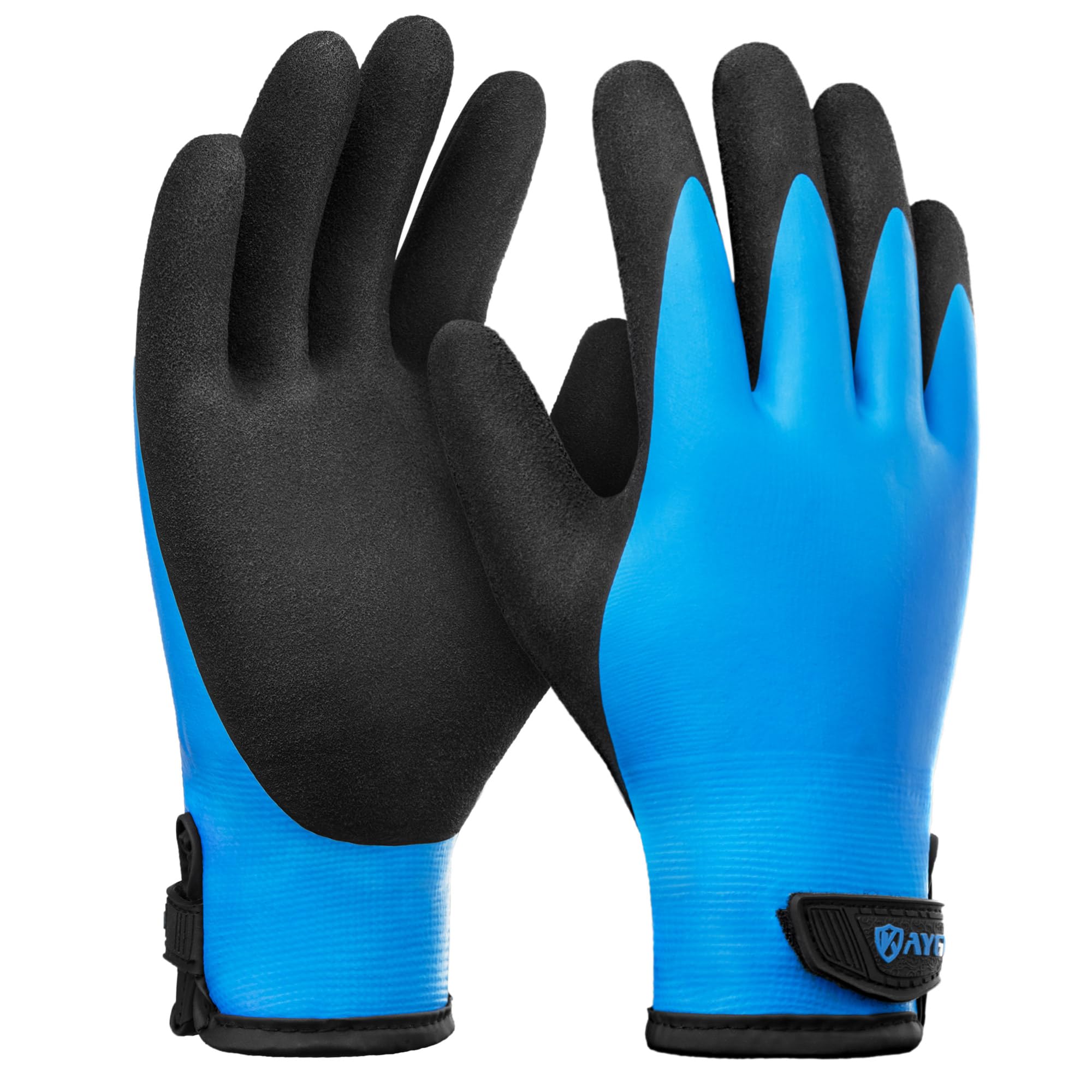 KAYGO Waterproof Thermal Work Gloves, Double Latex Coated, Good Grip and Dexterity