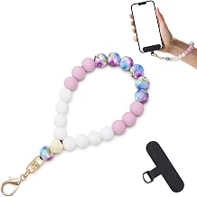 Lostars Silicone Beaded Phone Wrist Strap for Women, Elastic Wristlet | Phone bracelet wristlet with tether tab, colorful silicone beads for comfortable wear and easy hands-free carrying every day.