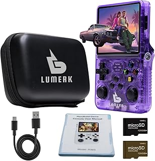 Lumerk R36S Handheld Retro Game Console Genuine ARKOS Emulator System,+ 2pcs Sd Card with Carrying Bag, 21,000+ Built-in C...