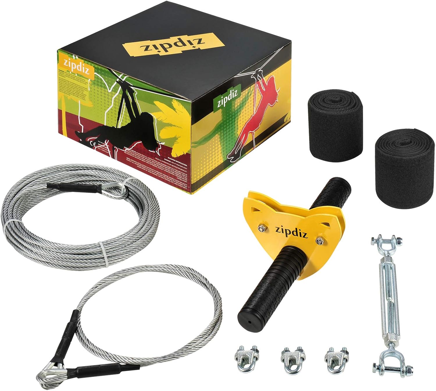 Zipdiz 50ft Zipline, Backyard Zipline Kit with 5.9ft Spring