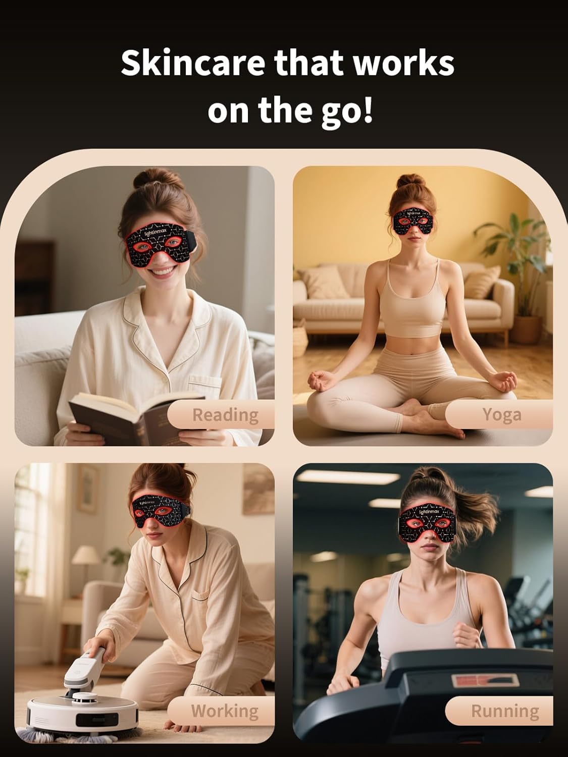 Red Light Therapy for Eyes, Women's Day Gifts for Women Mom Wife with NIR, 5 Modes with Timing Function for Eyes Bags & Dark Circles & Fine Lines, Rechargeable Eye Mask for Home Skincare - Image 5