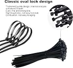 150 PCS Cable Zip Ties High Duty, Self-Locking Cable Straps 4+8+12 Inch, Durable Auto-Locing Cord Wraps (Noir)