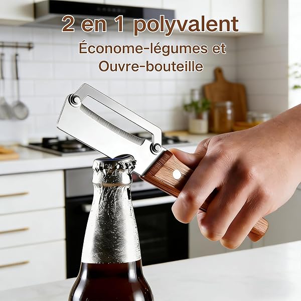 2026 Couteau Eplucheur, 2 en 1 Eplucheur Multifonction, Aiguisée et Manche en Bois Ergonomique – Épluchage sans Effort des Pommes de Terre, Pommes, Carottes et (1 pièce) - 5