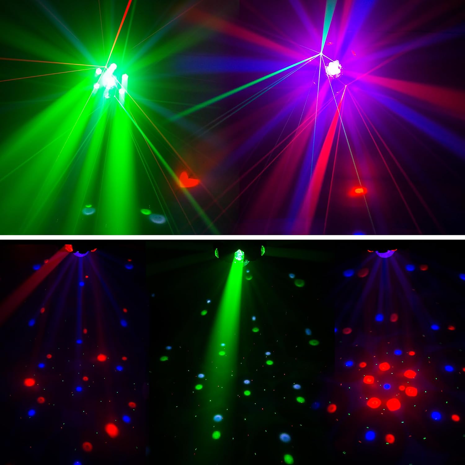 Moving Head DJ Light RGBW 120W Color-Changing Glowing Magic Ball, Red Green Starry, White & Amber Strobe, Support DMX-512 & Remote for Party Bar Disco Club DJ