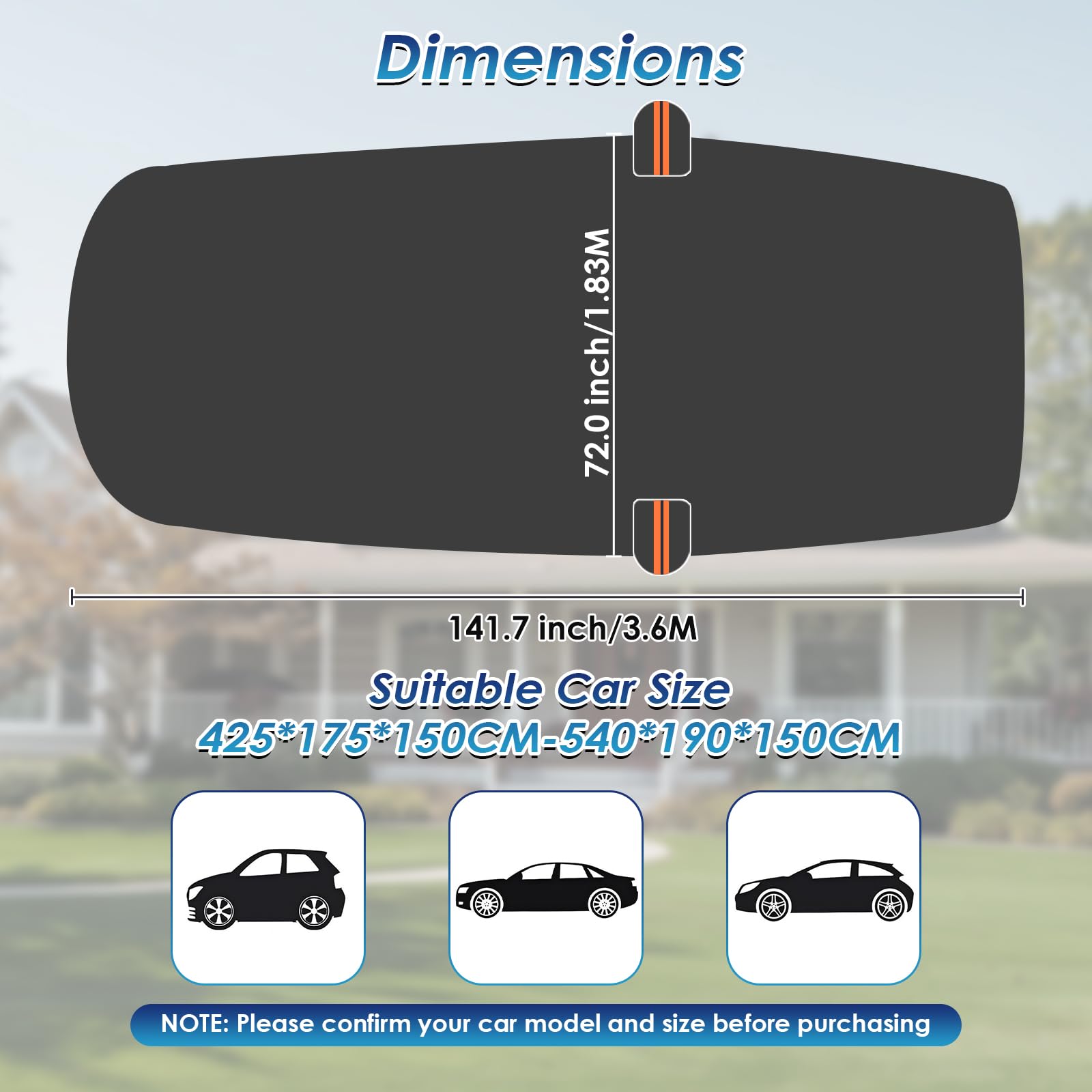 Ninonly Funda Coche Exterior 210D Universal Funda for Coche Impermeable Protección contra Todo Tipo de Clima Protege del Sol,la Lluvia,el Polvo y Las Hojas