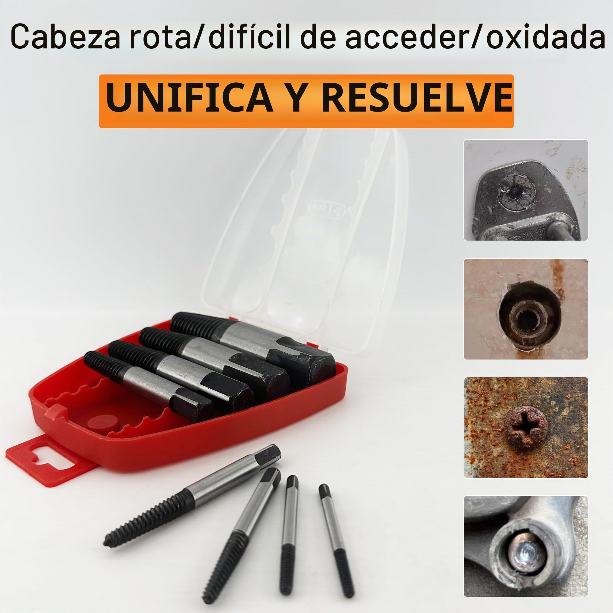 Juego de extractores de tornillos, herramientas de desenroscar tornillos, juego de destornilladores izquierdos, extractor de tornillos, Para Tornillos Rotos o Dañados