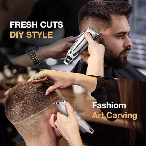 Miniatura 6 de SUPRENT Cortapelos profesional recargable para hombres, kit de corte de pelo inalámbrico con pantalla LED (plata)