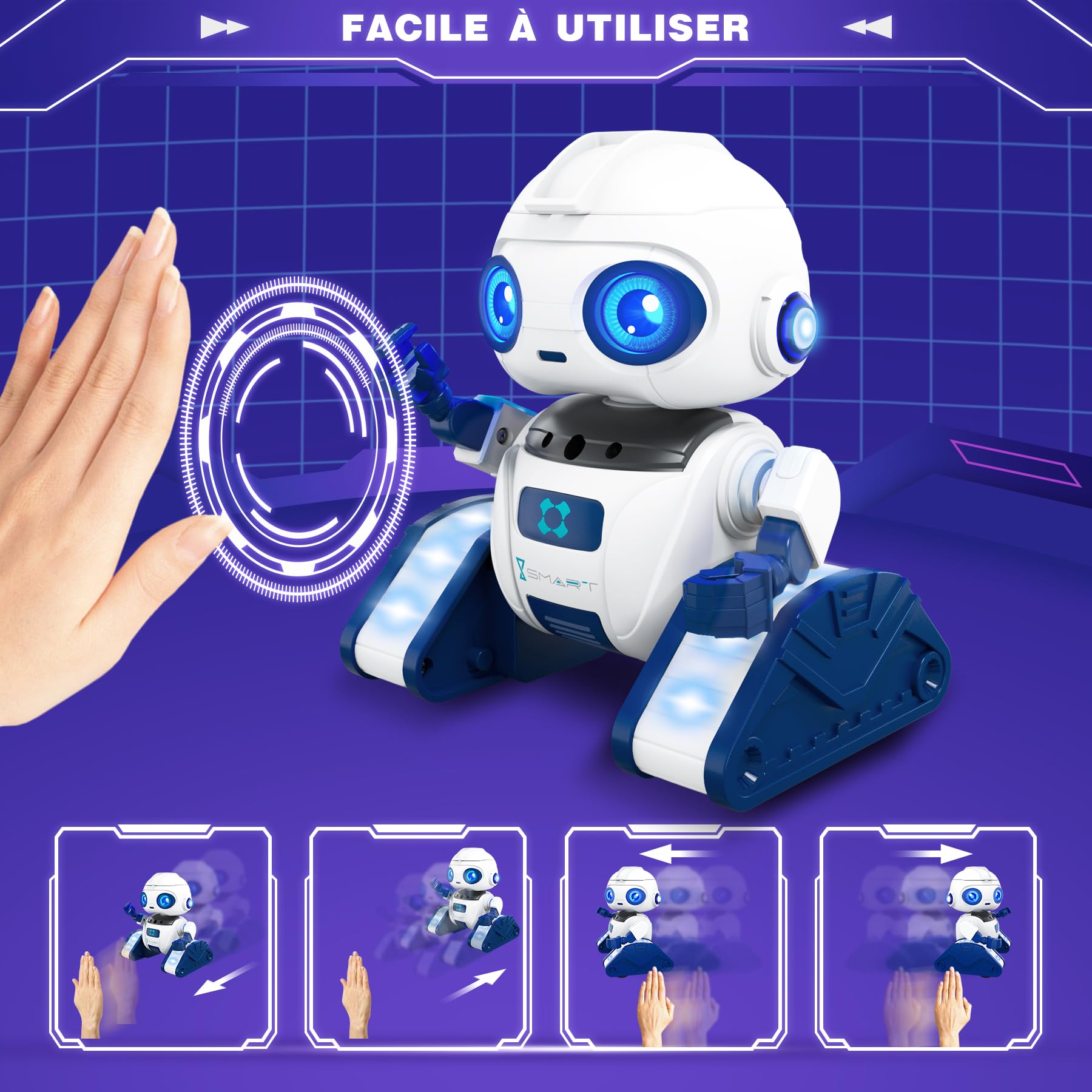 Robot Enfant Jouet, Projecteur Ciel Etoile, Robot Télécommandé Rechargeable, Intelligent Geste ContrôLe, Jouet Cadeaux d'anniversaire pour Garçons et Filles âgés de 4, 5, 6, 7, 8
