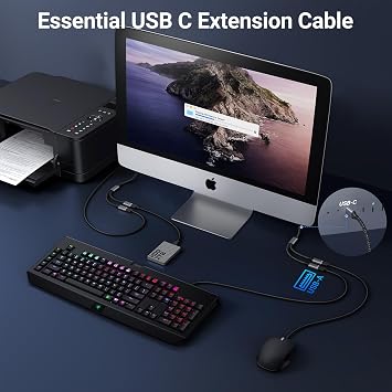 KiWiBiRD USB Type C Splitter 2 Port, USB C Male to Dual Female Adapter Data Transfer Power Charging Extension Cable Compatible with Laptop Mac Car PS5 for Flash Drive Keyboard Mouse Printer