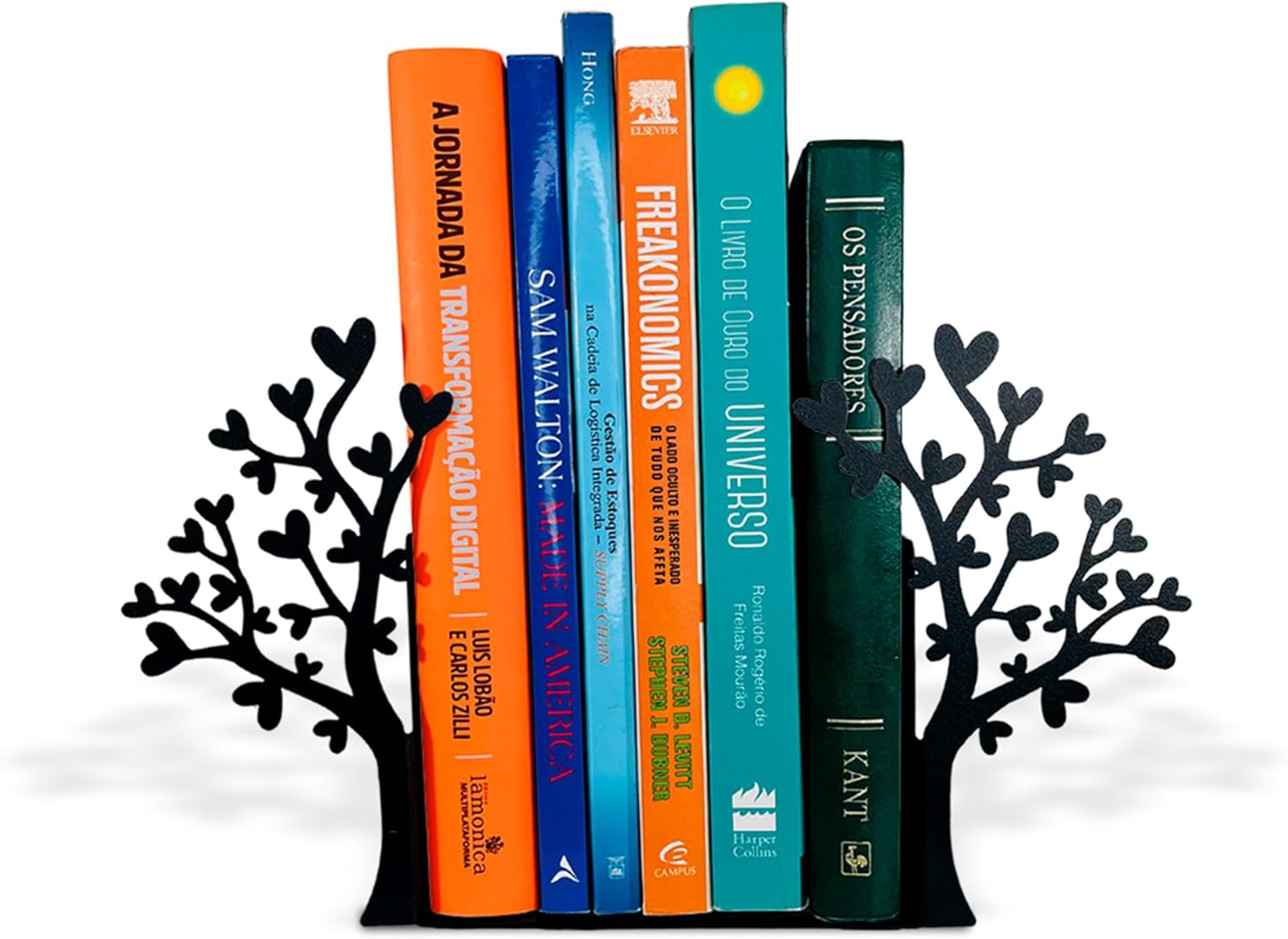 Geguton Heart Tree Bookend – Steel Epoxy-Coated – Decorative Book Support Pair for Living Room, Home Office or Gift