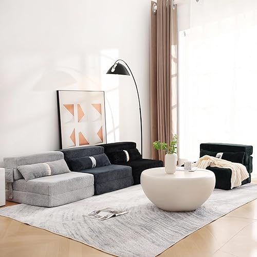 Miniatura 8 de Tiita Sofá cama plegable, silla futón plegable de tamaño individual con almohada, sofá cama plegable, colchón de piso para habitación de invitados,