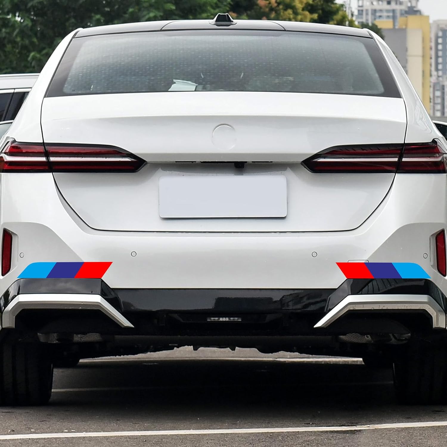 ramuel Sport Color Stripe Decal Sticker Compatible with BMW Exterior or Interior Decoration for Car Side Rearview Mirror Decals Skirt Bumper Stickers Hood Fender Decor Racing 7‘’x1.6'' Blue Red 2pcs