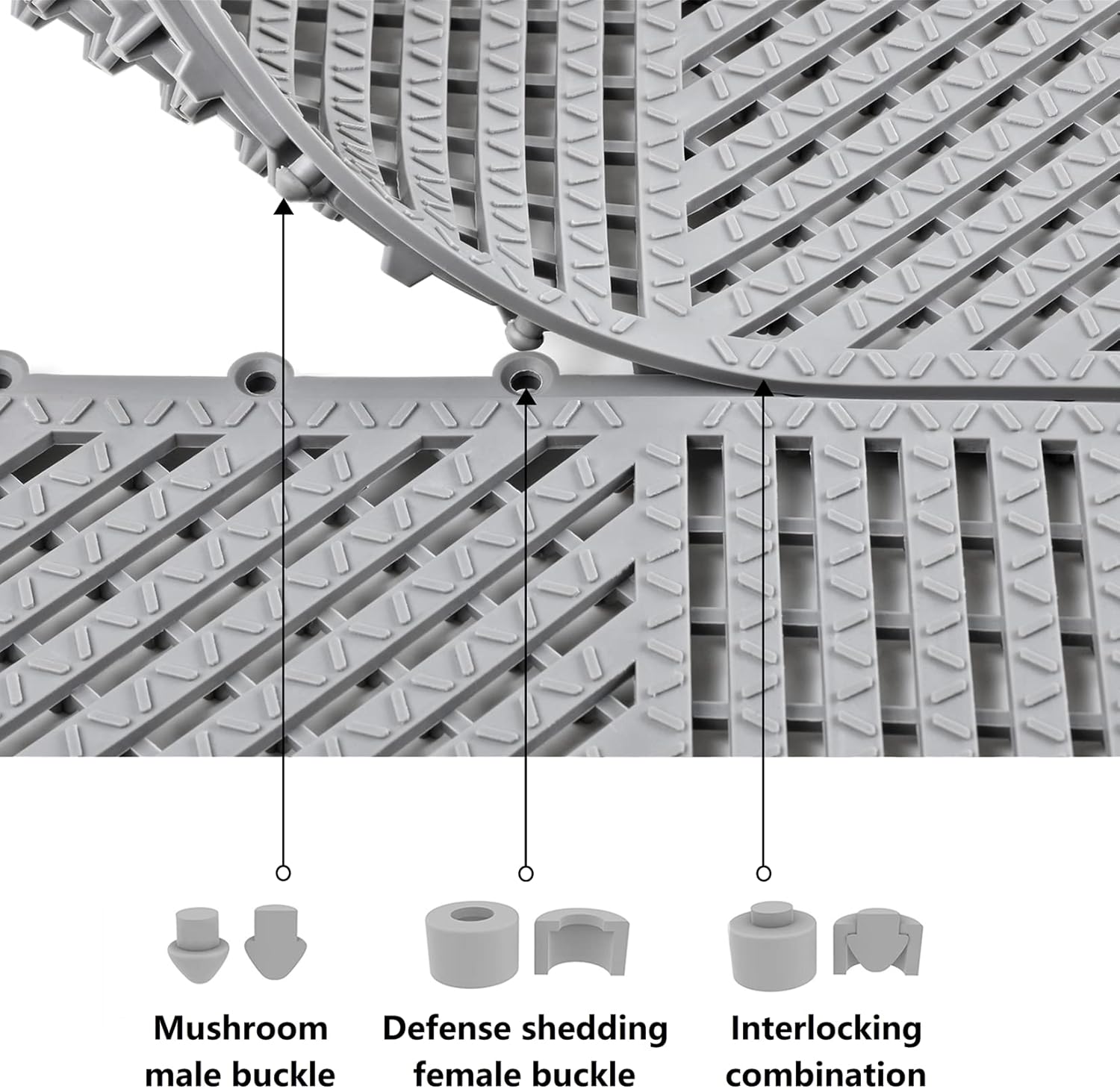 9 Pack Modular Interlocking Outdoor Shower Mat with Drain Holes for Bathroom, Shower, Laundry Room, Basement, Boat, 12" x 12" Dark Gray