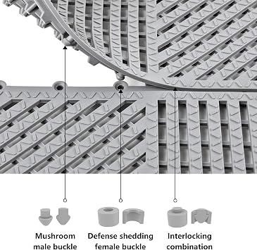 9 Pack Interlocking Rubber Floor Tiles Soft Non-Slip Outdoor Shower Mat with Drainage Holes for Slippery Areas, 1212 Blue