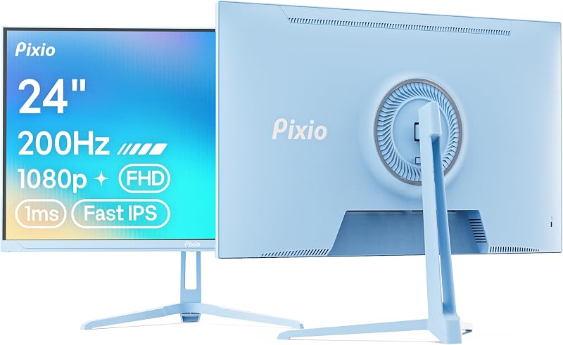 Pixio PX248 Wave Blue 24 pulgadas Frecuencia de actualización de 200 Hz Resolución FHD 1080p Panel IPS rápido Tiempo de respuesta GTG de 1 ms parlantes incorporados Monitor para juegos con sincronización adaptativa