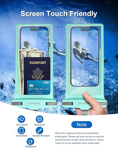 Miniatura 102 de wellhouse Funda impermeable para teléfono, funda impermeable para iPhone 16 15 14 13 12 Pro Max XS Samsung, IPX8 3D bolsa seca para teléfono celular