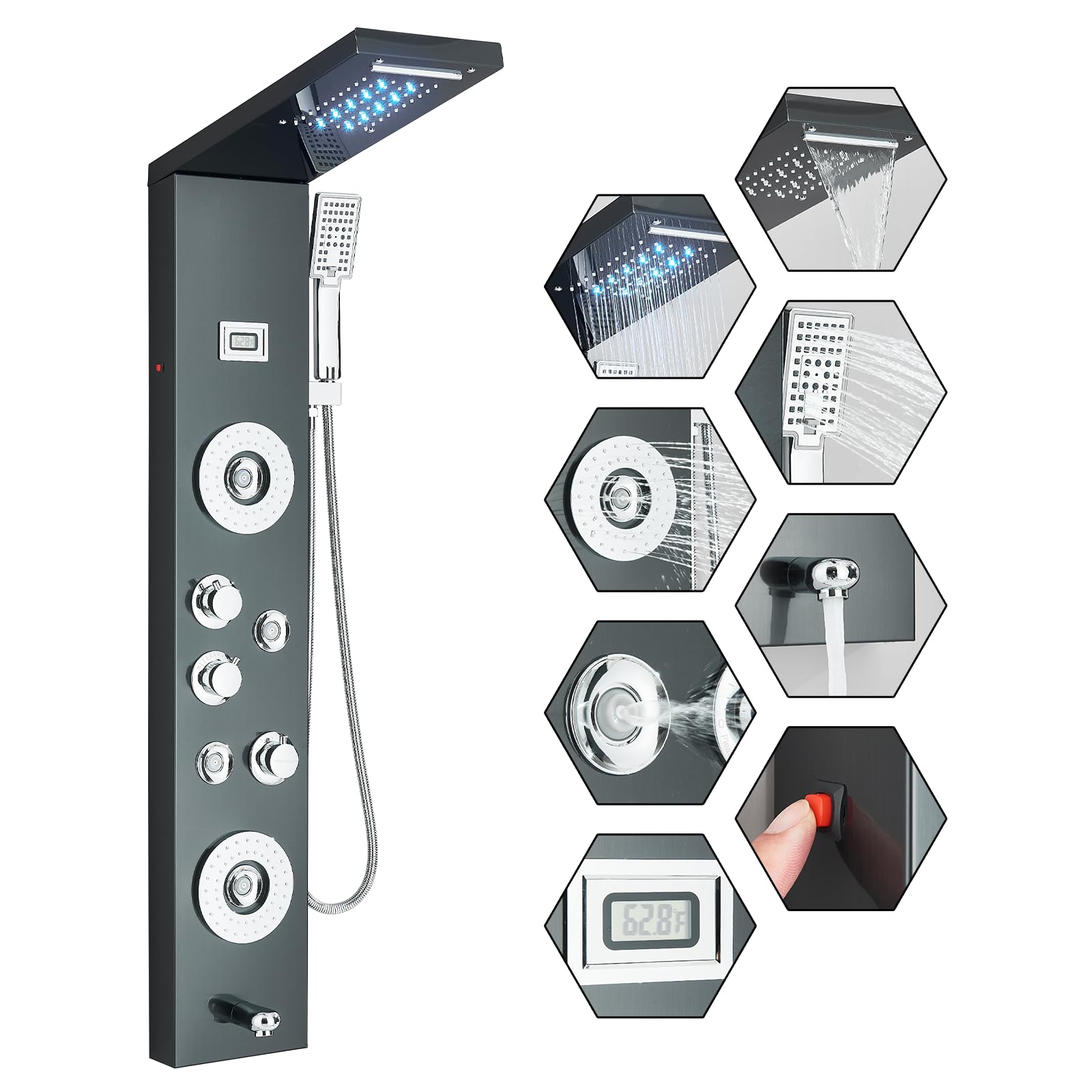 FUZ Shower Panel Tower System Matte Black