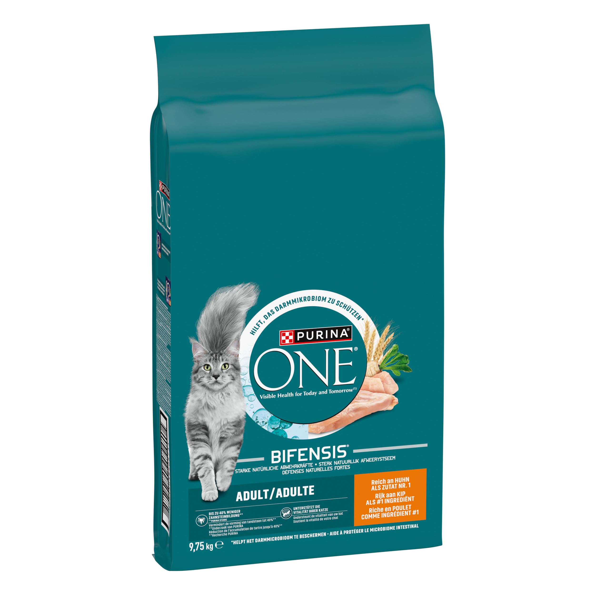 Purina One Bifensis - Pienso para Gatos Adultos, Pollo y Cereales integrales, 9,75 kg