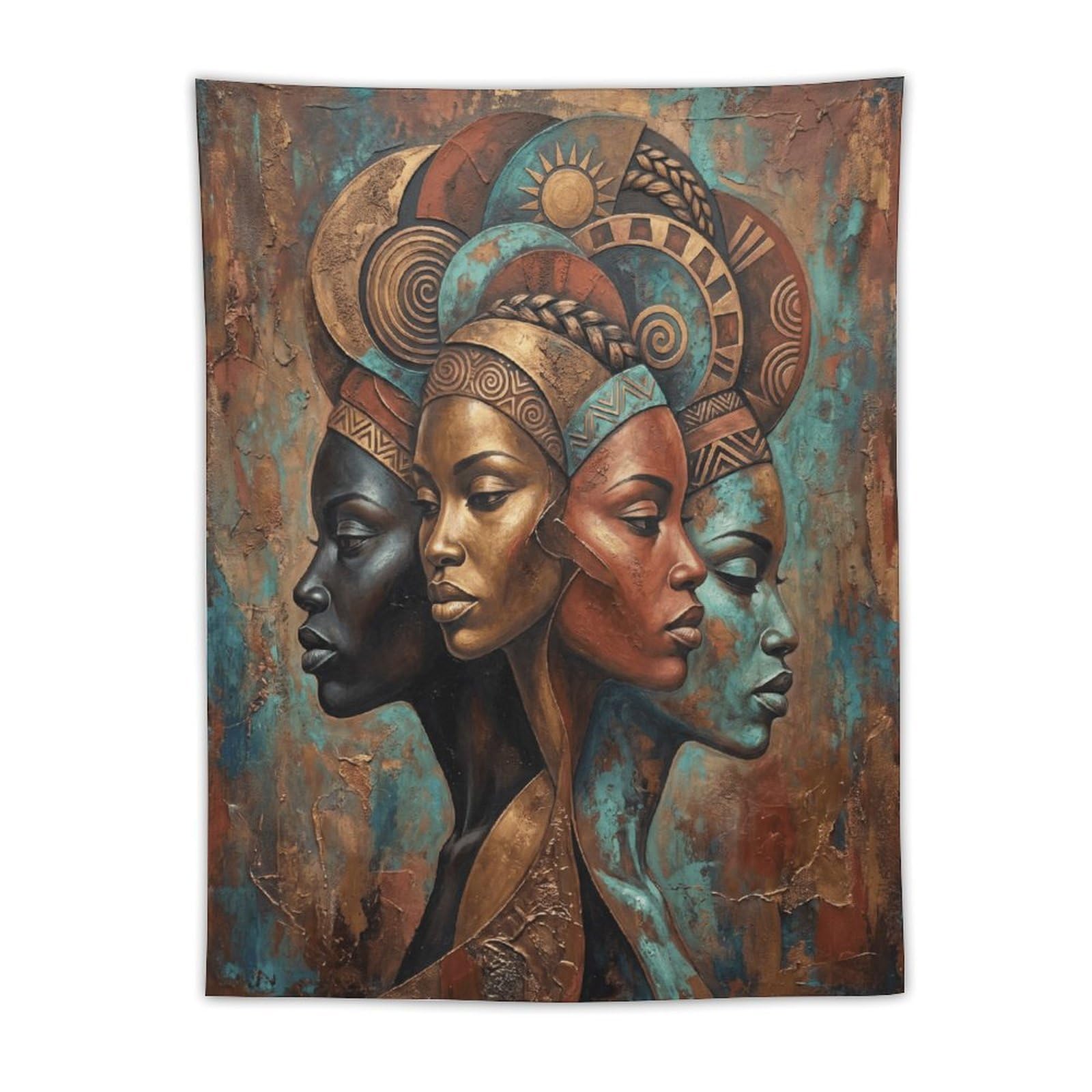 W7C8U2X3 Geometric African Women Portrait Wall Tapestry, College Dorm