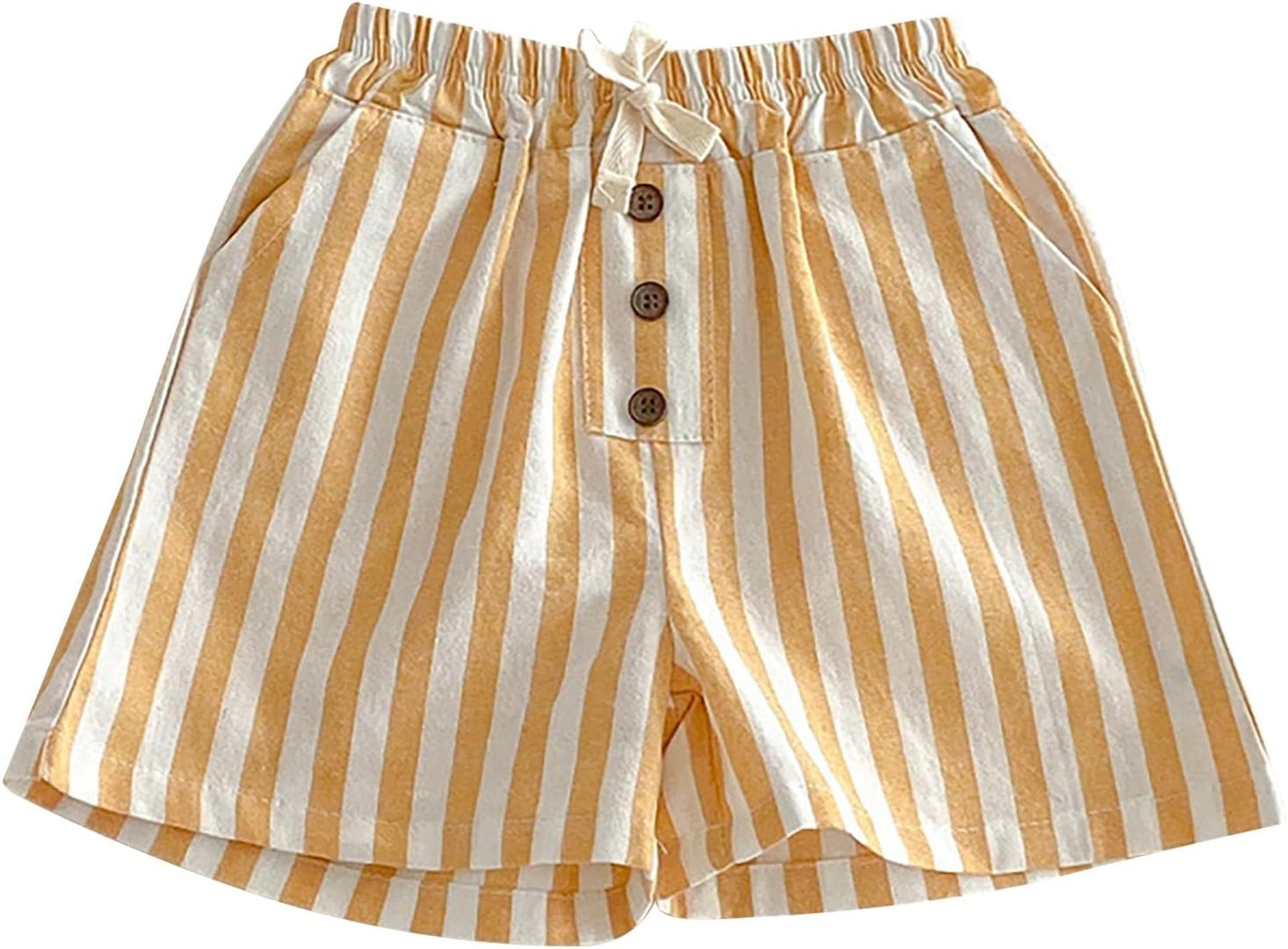 Toddler Boys Shorts Thin Cotton Linen Striped Elastics Waist Shorts Lightweight Casual Summer Classic Short Pants