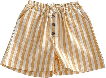 Classic Shorts for Boys Thin Cotton Stripe Elastics Waist Casual Summer Toddler Shorts Lightweight