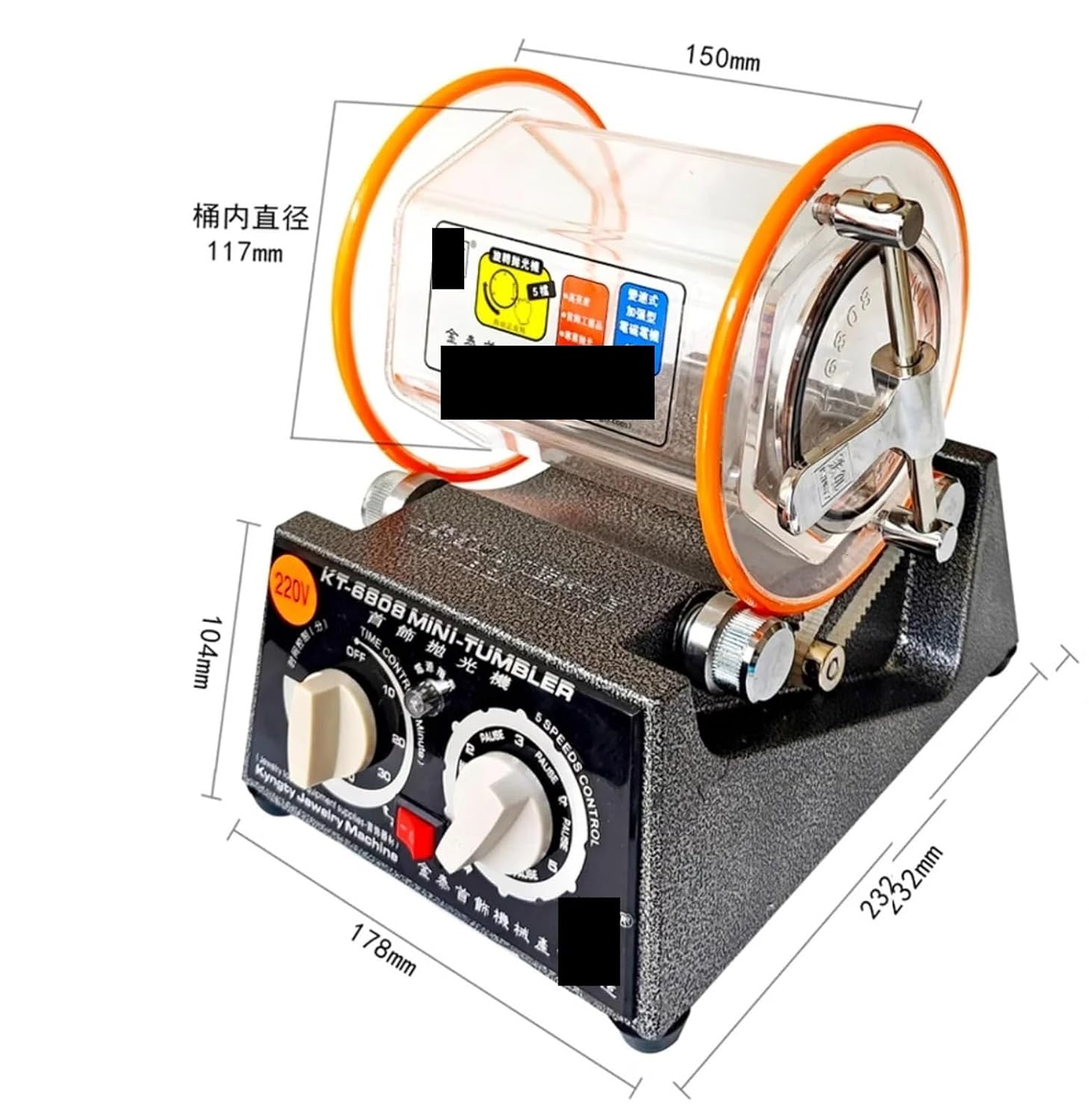 Jewelry Polish, Kt6808 3kg Rotary Tumbler Surface Polisher Jewelry Drum Polishing Machine Gemstone DIY Mini-Tumbler Finishing Tools