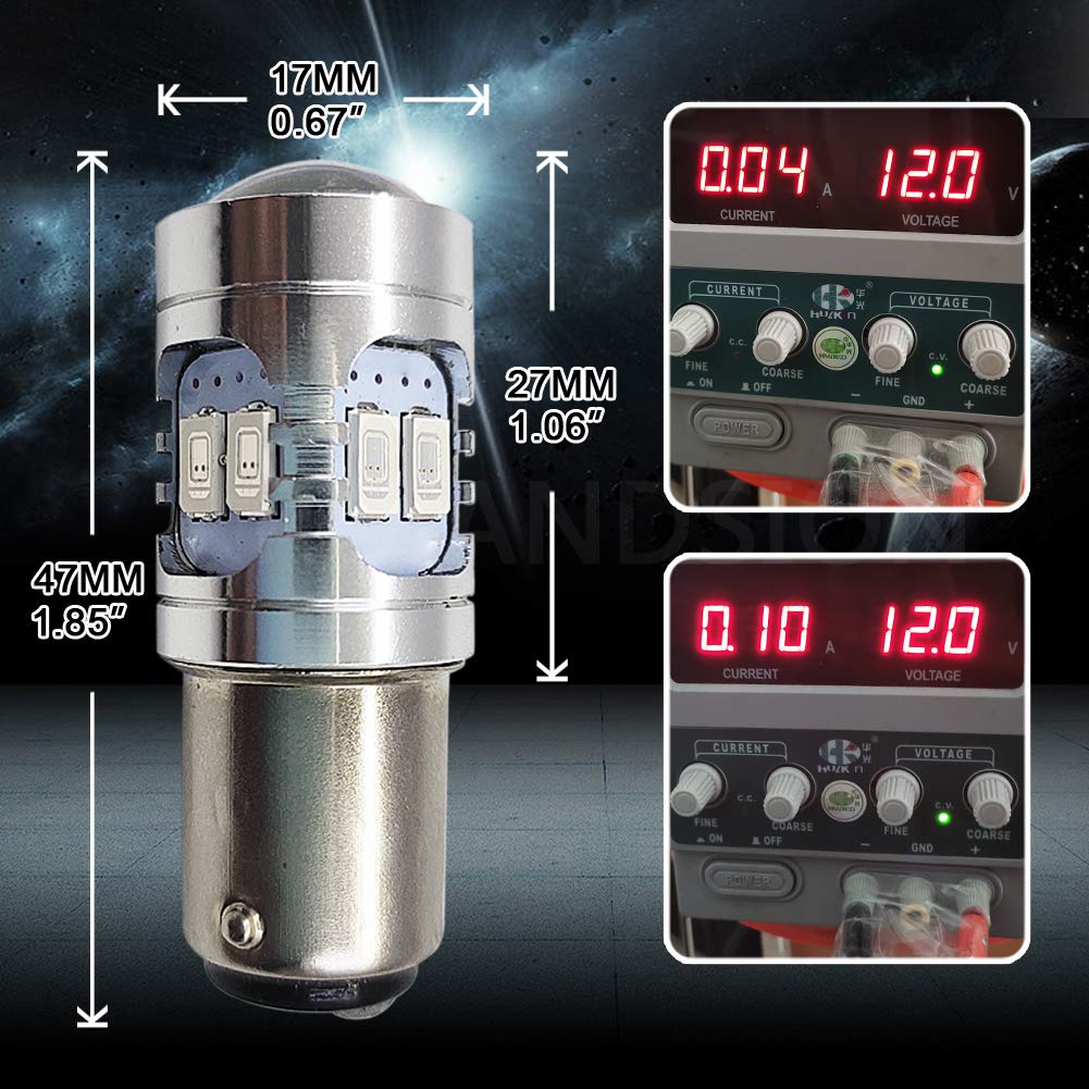 Ruiandsion 2pcs 1157 LED Bulb Red DC 6V DIP 24V LED Replacement - View #5