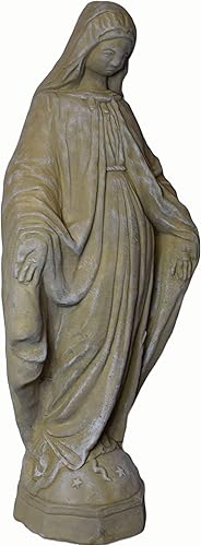 Solid Rock Stoneworks 26in Virgen María Estatua de Piedra Color Arena del Desierto